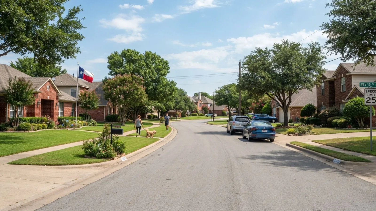 Residential street in Burleson, TX